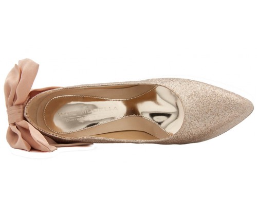 Jacqueline Gold Glitter Bow Wedding Shoes